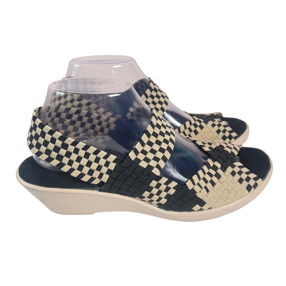 Miz Mooz Black and Cream Woven Sandals